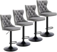 L6NqIAG Sillas Bar Juego de 4 taburetes Bar giratorios, Altura Ajustable, sillas tapizadas en Terciopelo, Gris Dorado(Gray Black Legs)