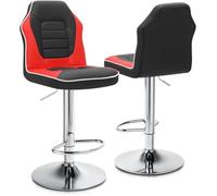 L6NqIAG Sillas Bar Taburetes de Bar Modernos con Asiento Carreras, Silla giratoria Ajustable, Juego 2 Colores Mezclados(Red Black)