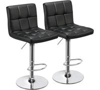 L6NqIAG Sillas Bar Taburetes de Bar Sillas mostrador Moderno Cocina Ajustable Altura Isla Silla giratoria Cuero PU, Juego 2(Black)
