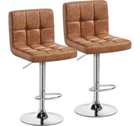 L6NqIAG Sillas Bar Taburetes de Bar Sillas mostrador Moderno Cocina Ajustable Altura Isla Silla giratoria Cuero PU, Juego 2(Retro Brown)