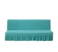 L6NqIAG Solid Color Elastic Folding Sofa Bed Cover with Skirt Without Armrest for Living Room Funda del sofá(Lake Blue,S)
