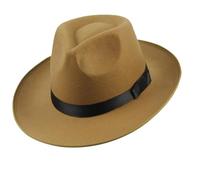 L6NqIAG Sombrero Fedora de ala Ancha de Fieltro Duro for Hombre y Mujer, Visera Solar, Gorra Vintage de otoño, ala Ancha, Lazo Decorativo, Sombrero de Fieltro Duro Sombrero Hombre Fedora(Camel)