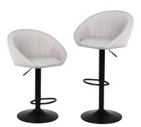 L6NqIAG Taburete con Ruedas Juego de 2 taburetes Bar con Ruedas y Altura Ajustable, Lino Respaldo reposapiés