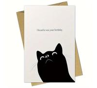 L6NqIAG Tarjetas de Boda 1pc,I heard it was your birthday, Black Cat, Birthday, Greetings Card, Minimal,with Envelope(Gold)