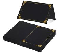 L6NqIAG Tarjetas de Boda 20/50/100pcs Half Fold Black Hot Stamping Wedding Seating Number Table Card Place Birthday Party Banquet(50pcs)