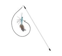L6NqIAG Varita de Alambre Acero for Gatos con Bola Mariposa y Plumas, Campana for un Juego Interactivo Divertido Juguete de Gato(Blue A)
