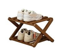 L6NqIAG Zapatero Plegable de bambú, Ahorra Espacio, Organizador Zapatos Madera, Estante Esquina for Entrada, construcción Estable Estante de Zapatos Portátiles(Coffee Dual Layer)