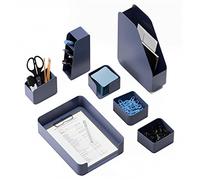 L8 Organizador de escritorio azul, material de oficina de diseño, juego de escritorio de material reciclado, portabolígrafos, bandeja de escritorio, accesorios para un mayor orden en la oficina