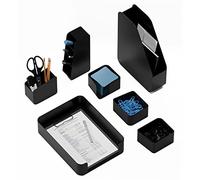 L8 Organizador de Escritorio Negro, Material de Oficina de Diseño, Juego de Escritorio de Material Reciclado, Portabolígrafos, Almacenamiento de Escritorio, Accesorios para Mayor Orden en la Oficina