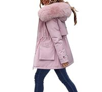 L9WEI Abrigo de invierno grueso y cálido para mujer, chaqueta de entretiempo con cremallera, cómoda parka de longitud media con capucha para excursiones de vacaciones y actividades de exterior,
