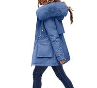 L9WEI Abrigo de invierno grueso y cálido para mujer, chaqueta de entretiempo con cremallera, cómoda parka de longitud media con capucha para excursiones de vacaciones y actividades de exterior,