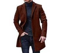 L9WEI Abrigo de Lana para Hombre, Invierno, Negocios, Exterior, Largo, Solapa Cálida, Delgado, Gabardina de Cuello de Solapa, Marrón, M