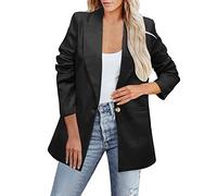 L9WEI Blazer - Chaqueta de traje para mujer, elegante, deportiva, de corte ajustado, monocolor, para tiempo libre, chaqueta fina, Y01-negro., L