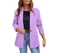 L9WEI Blazer Mujer Elegante, Mujer Manga 3/4 Blazer Casual Solapa Color Sólido Abrir Chaquetas Mujeres Corto Traje Chaquetas Oficina Otoño Outwear Primavera Otoño Blazer Corto, Z01 lila., L