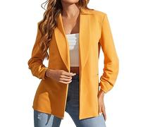 L9WEI Blazer Slim Mujer Otoño Invierno Negocios Elegante Solapa Traje Liso Manga Larga Sakkos, X01-Orange, XXL