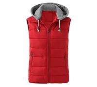 L9WEI Chaqueta de running para mujer, de invierno, para pareja, unisex, chaleco sin mangas, chaleco con capucha, chaleco corto y acolchado, abrigo de invierno para mujer, Rot, L