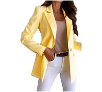 L9WEI Chaqueta de traje blazer para mujer, elegante, deportiva, de corte ajustado para el tiempo libre, chaqueta delgada blazerjacke, amarillo, M