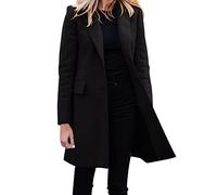 L9WEI Chaqueta larga blazer para mujer, elegante, abierta, moda, cárdigan grande, chaqueta de invierno, temperamento, moda, elástica, botones básicos, blazer, chaqueta de montaña, Negro , XXL