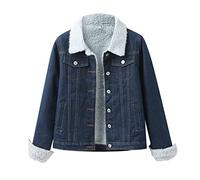 L9WEI Chaqueta vaquera acolchada, para mujer, manga larga, con capucha, básica, lavado informal