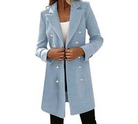 L9WEI Lang Blazer - Chaqueta de mujer elegante y abierta, chaqueta de moda para invierno, chaqueta de punto elástica, básica, botones, chaqueta de montaña, X02-azul, XL