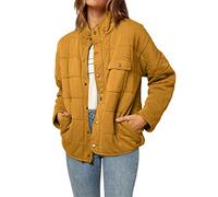 L9WEI Mujer Otoño Invierno Cuello Alto Chaqueta Casual Color Sólido Chaqueta de entretiempo Mujer Chaqueta corta acolchada Manga Larga Abrigo de invierno, X01-amarillo, L