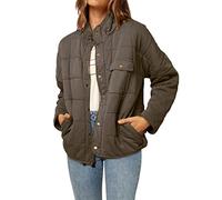 L9WEI Mujer Otoño Invierno Cuello Alto Chaqueta Casual Color Sólido Chaqueta de entretiempo Mujer Chaqueta corta acolchada Manga Larga Abrigo de invierno, X01-Khaki, M