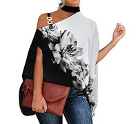 L9WEI Tops Mujer Verano Cuello Halter Tops Mujer Verano Off Shoulder Camiseta Elegante Impresión Tops Casual Manga Murciélago Camiseta Suelta Manga Corta Top Moda Top, Blanco, M