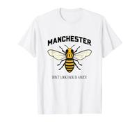 La Abeja trabajadora de Manchester no mira hacia atrás con ira Camiseta gráfica económica, Hombre, Blanco, L