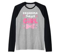 La Abuela Dice Que el Equipo de votación de revelación de género de niña Hija Rosa Camiseta Manga Raglan