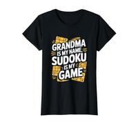La Abuela es mi Nombre Sudoku es mi Juego Camiseta gráfica económica, Mujer, Negro, XS