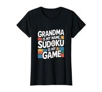 La Abuela es mi Nombre Sudoku es mi Juego Divertido Camiseta gráfica económica, Mujer, Negro, S