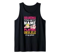 La Abuela es mi Nombre Tocando Ukelele es mi Jugador de Juego Camiseta sin Mangas