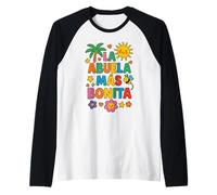 La Abuela Más Bonita Colorido Diseño Español Camiseta Manga Raglan