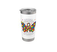 La aceptación de la conciencia sobre el autismo es diferente está bien Mariposa Vaso térmico de acero inoxidable de doble pared
