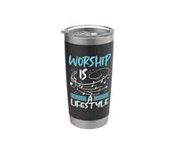 La adoración al cristianismo es un estilo de vida Notas musicales Cristiano Vaso térmico de acero inoxidable de doble pared