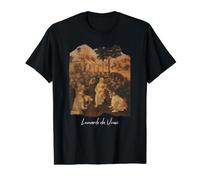La Adoración de los Reyes Magos de Leonardo da Vinci Pintura Arte Camiseta gráfica económica, Hombre, Negro, XL