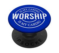 La adoración es mi Cardio Dios Cristiano Hombres Mujeres Cristianos PopSockets PopGrip Adhesivo