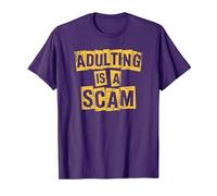 La adultez es una estafa, Humor Divertido y sarcástico para Adultos Adultar Camiseta, Hombre, Morado, L