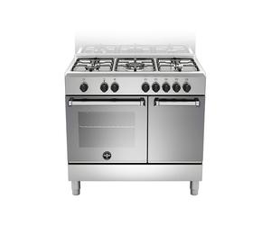 La Alemania AMN9P5EXVC Cocina 90 CM Inox 5 Fuego Horno Eléctrico Porta Bombona