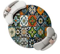 la Alfombra Bohemio Niños, Alfombra 90 cm Colorful Antideslizante Alfombras Redondas Lavables en Lavadora, Habitacion Comedor Tradicional Mandala Flores. impresión Tapetes Pelo Corto