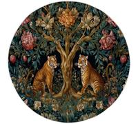 la Alfombra Estilo Victoriano Niños, Alfombra 160 cm Colorful Antideslizante Alfombras Redondas Lavables en Lavadora, Habitacion Comedor Flores Animales Tigres impresión Tapetes Pelo Corto