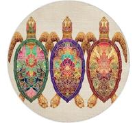 la Alfombra Minimalist Niños, Alfombra 150 cm Amarillo Antideslizante Alfombras Redondas Lavables en Lavadora, Habitacion Comedor Animales Marinos Tortugas Marinas impresión Tapetes Pelo Corto