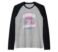 La amabilidad es mi Superpoder, superhéroe, diversión Escolar contra el acoso Escolar Camiseta Manga Raglan