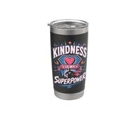 La amabilidad es mi superpoder, superhéroe, diversión escolar contra el acoso escolar Vaso térmico de acero inoxidable de doble pared