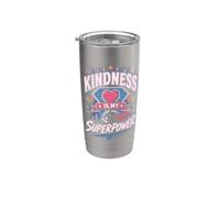 La amabilidad es mi superpoder, superhéroe, diversión escolar contra el acoso escolar Vaso térmico de acero inoxidable de doble pared