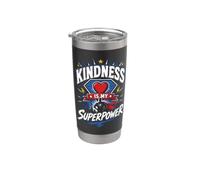 La amabilidad es mi superpoder, superhéroe, diversión escolar contra el acoso escolar Vaso térmico de acero inoxidable de doble pared
