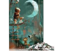 La Ascensión a la Luna - Animales de Paperland en una Escalera a la Luna. Rompecabezas de 1000 Piezas Rompecabezas de Papel para Adolescentes. Rompecabezas Divertidos (75 x 50 cm).