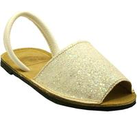 La Auténtica Sandalia Ibicenca de Piel Unisex Menorquinas Avarcas Fabricadas en España. Alpargata de Verano. (blanco glitter, Sistema tallas calzado EU, Adulto, Números, mediano, 42)