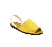 La Auténtica Sandalia Ibicenca de Piel Unisex Menorquinas Avarcas Fabricadas en España. Alpargata de Verano. (amarillo glitter, Sistema tallas calzado EU, Adulto, Números, mediano, 39)