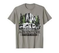 La Aventura Comienza Aquí Camping Naturaleza Viaje Camiseta